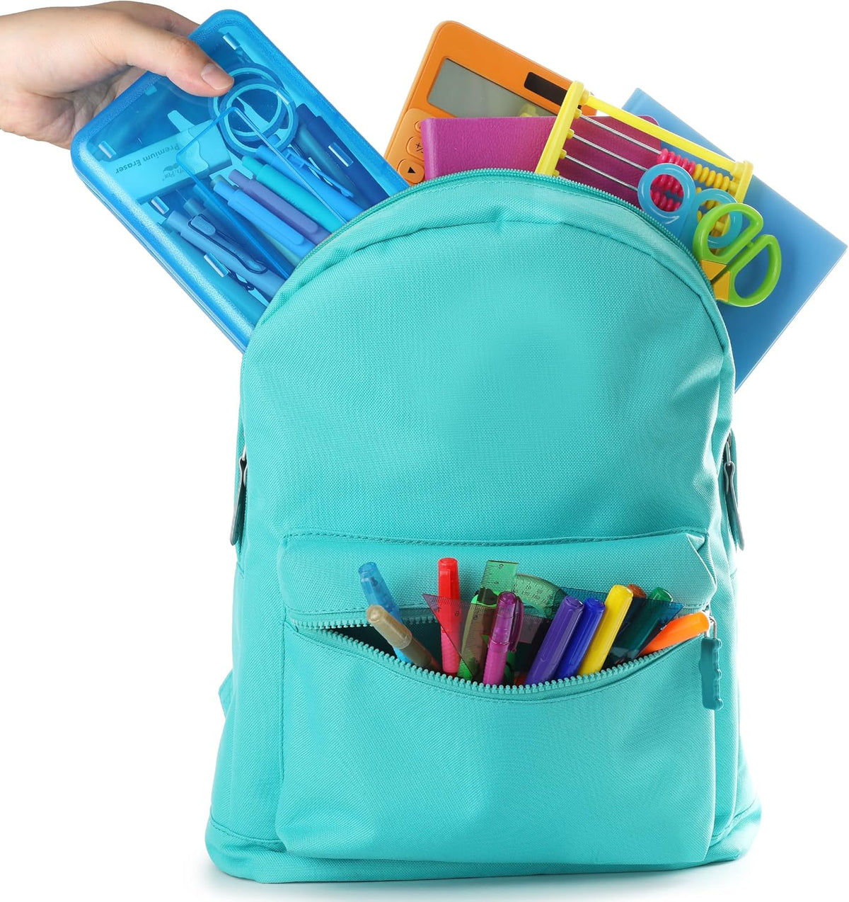 Mr. Pen- Clear Pencil Boxes, 2 Pack, Orange/Blue, Snap-Tight Lid, Plastic Pencil Box Organizer