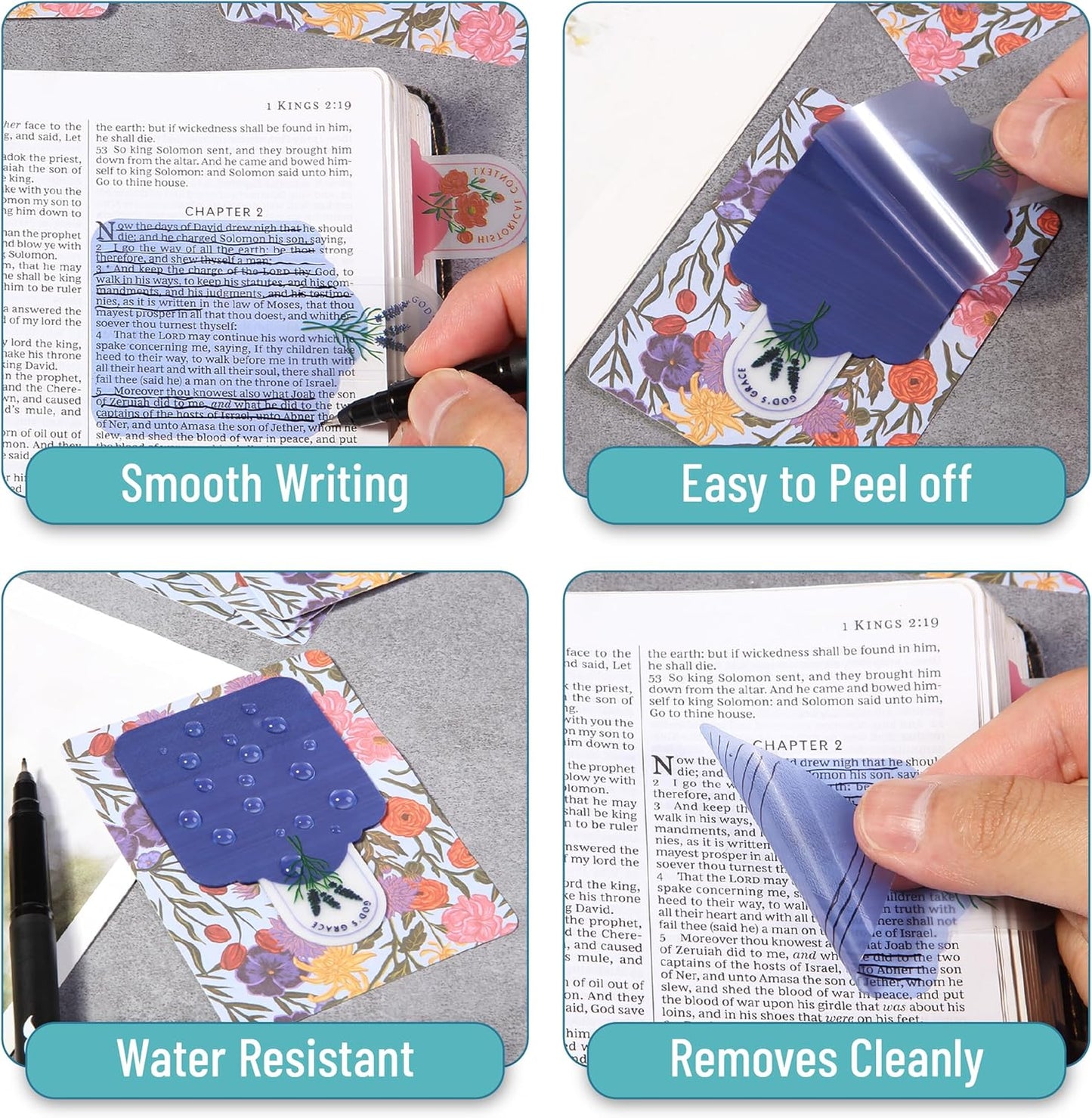 Mr. Pen- Plastic Transparent Bible Journaling Sticky Notes, 10 Pads, 200 Sheets, Botanical Design