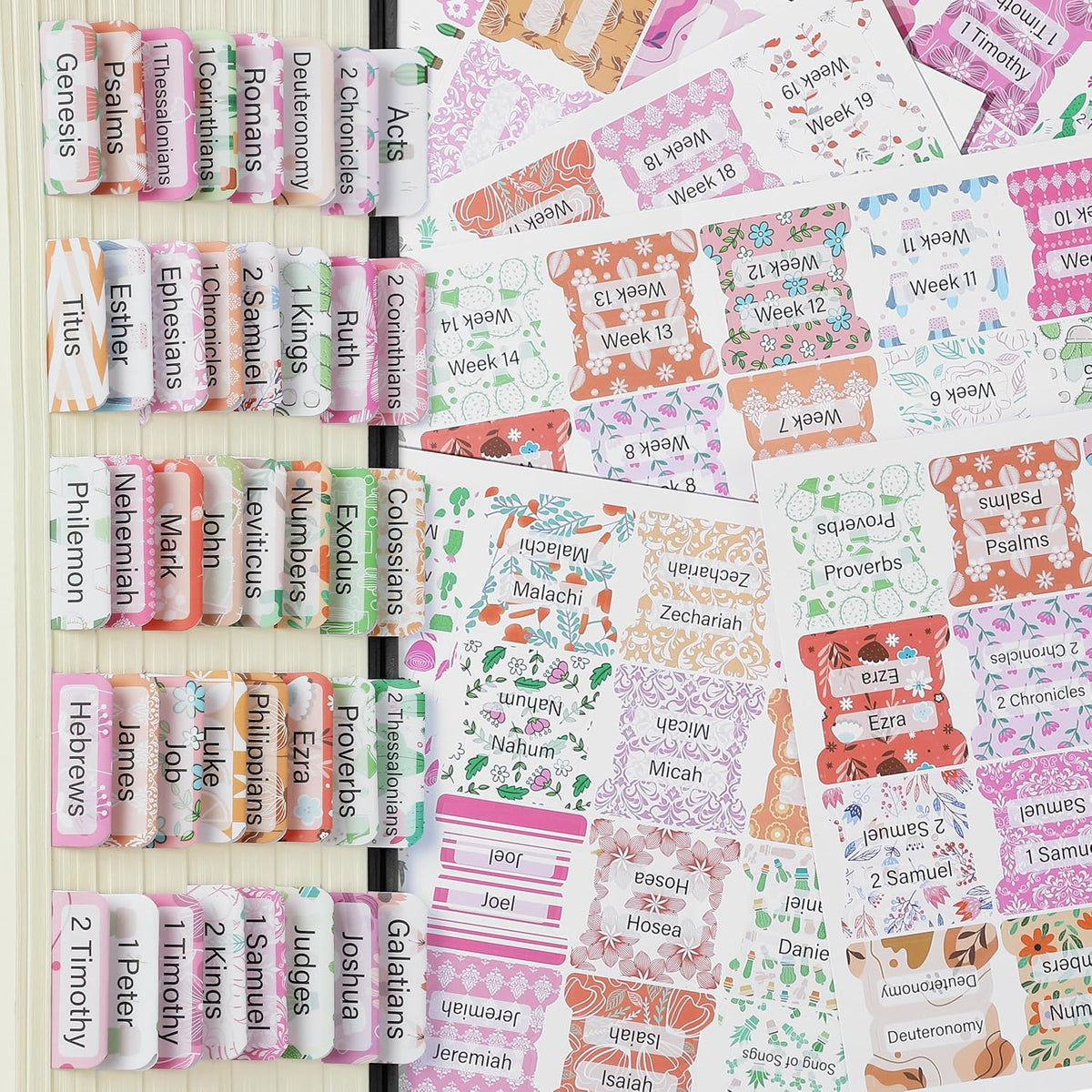 Mr. Pen- Bible Tabs, 120 pcs, Garden Glory, Laminated Bible Tabs for Women