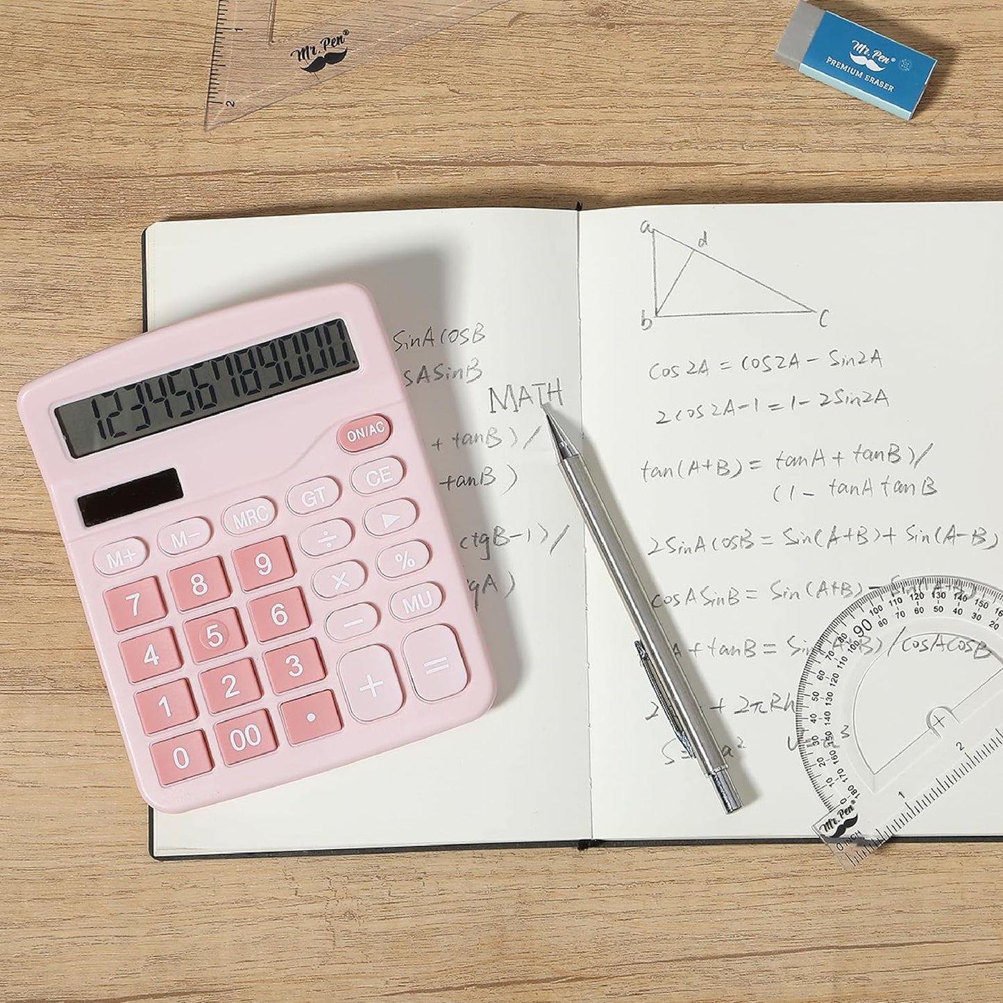 Cute Desktop Calculator, 12-Digit Large Display, Pink, Big Keys