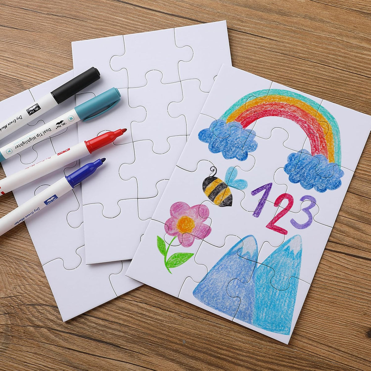 Mr. Pen- Blank Puzzle, 10 Pack, 12 Pieces/Pack, 5.5" x 8.1", White Puzzle