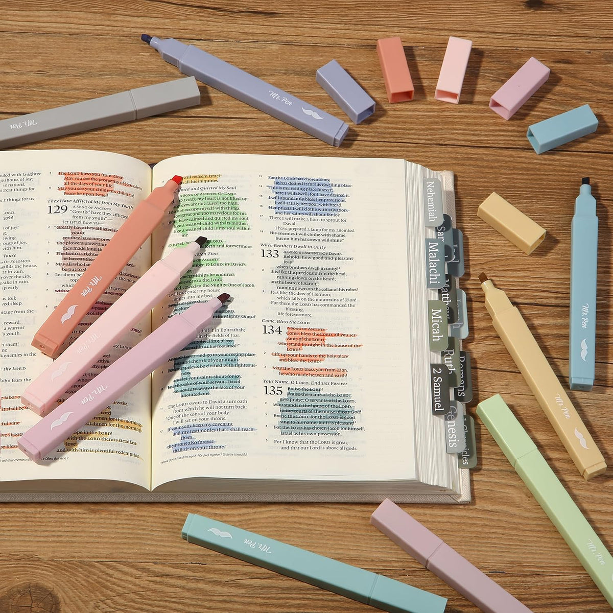 Mr. Pen- Aesthetic Bible Highlighters No Bleed Through, 10 Pack, Retro Colors, Cute Highlighter for Journaling Supplies and School Accessories