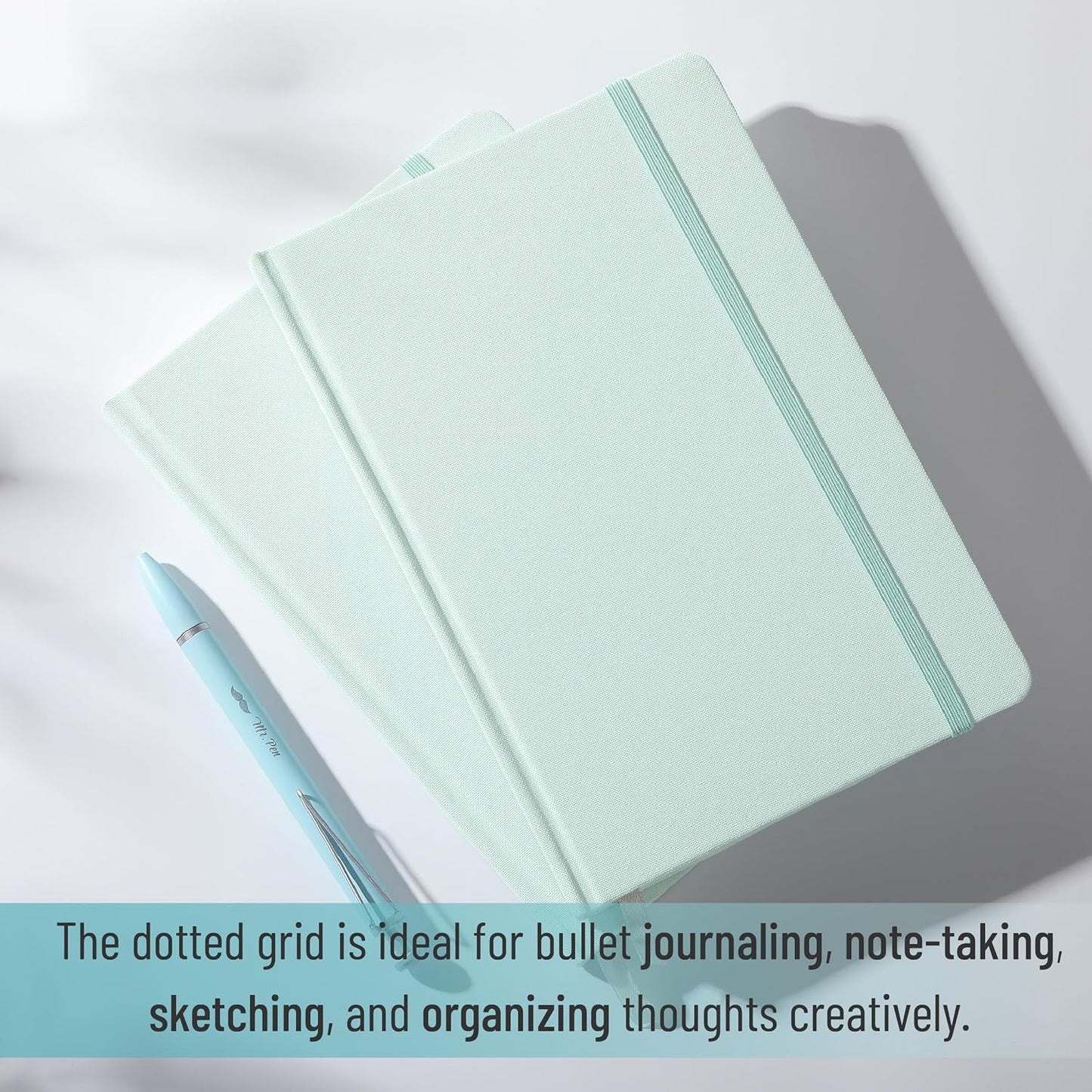 Customizable Dotted Journal Notebook, 5.7"x8.3", 160 Pages, Fabric Hardcover