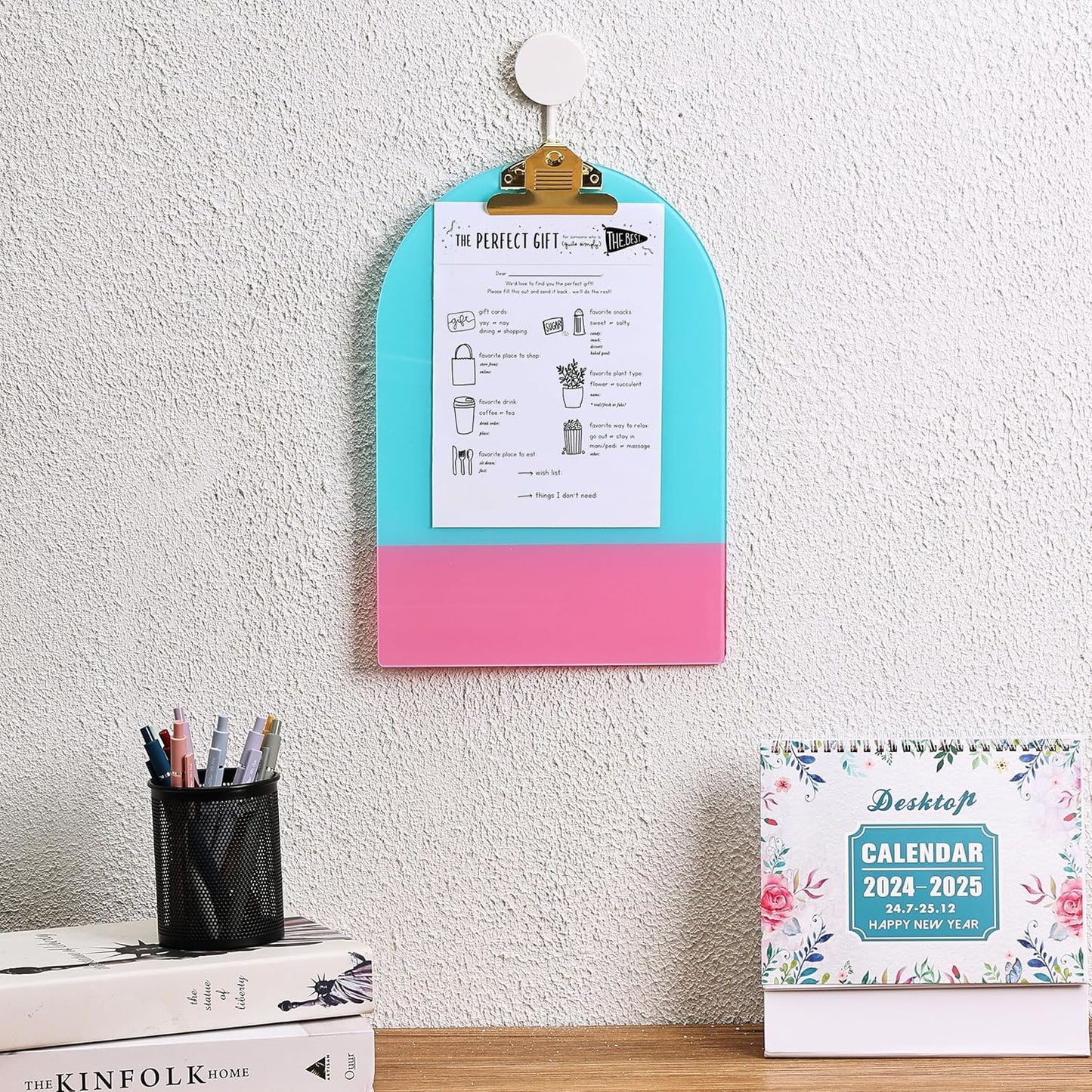 Acrylic Clipboard, 12.7" x 9", Blue/Pink, Acrylic Clipboards, Art Clipboard, Drawing Board Clips, Pink Clipboard Cute Clipboard, Lap Board, Cute Clipboards for Women