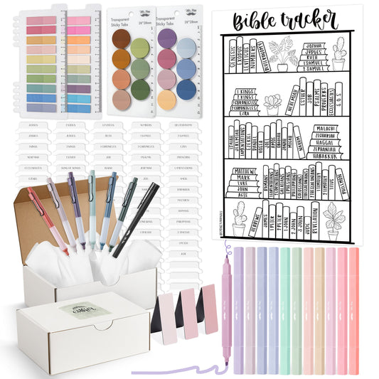 Esther Bible Journaling Kit, Dual Tip Highlighters, .5mm Bible Pens, Magnetic Bookmark, Bible Reading Tracking Sticker, Bible Tabs, Sticky Notes