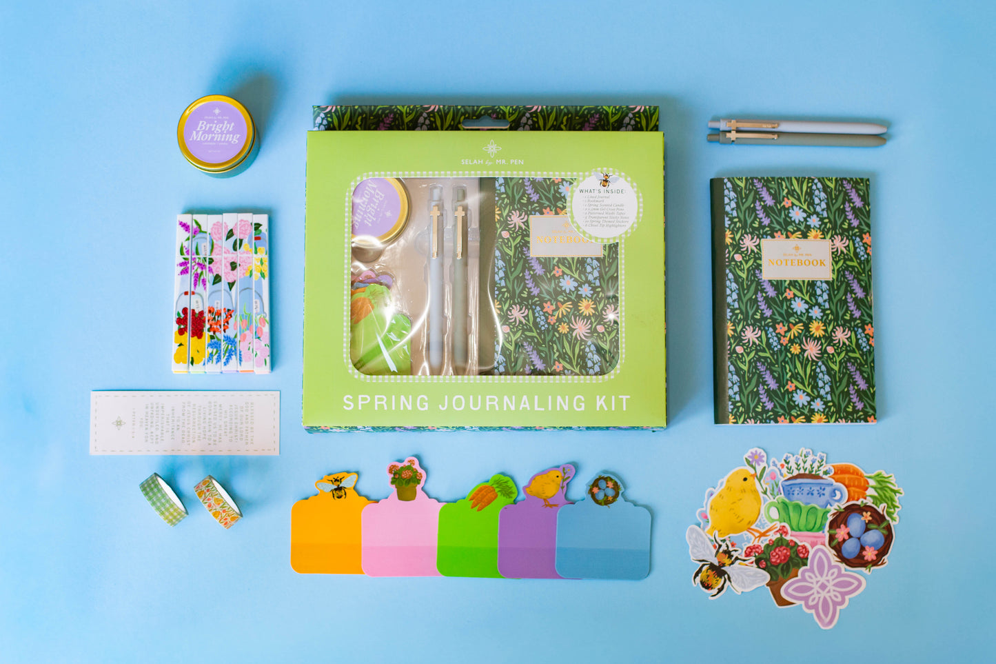 Selah by Mr. Pen Spring Bible Journaling Kit, Limited Edition, Journaling Kit with Highlighters, Gel Pens, Washi Tape, Sticky Notes, Stickers, Scented Candle, Bookmark, Spring Journaling Kit Gift Set