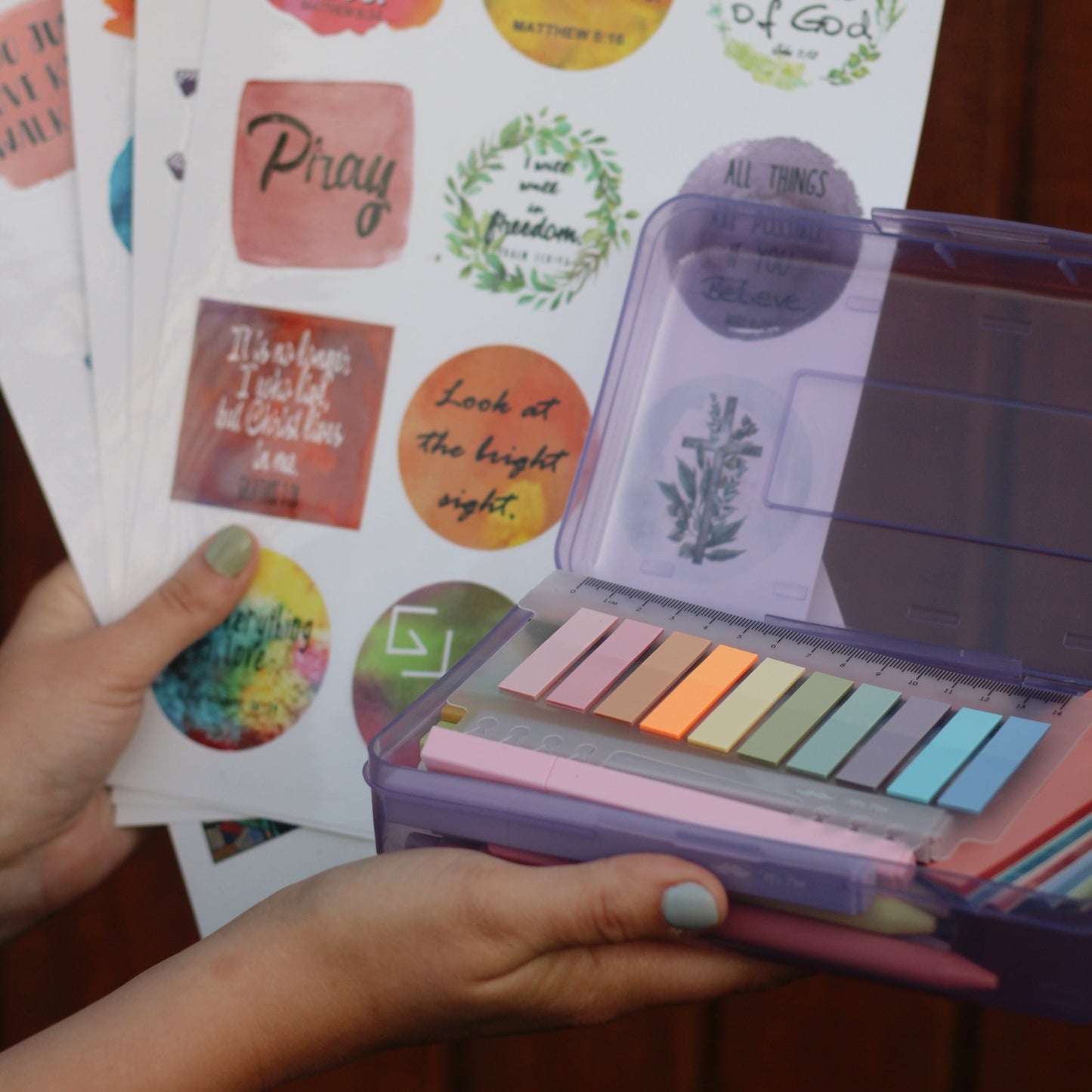 Mr. Pen Back to School Essentials, Gel Pens, Bible Chisel Tip Highlighters, Transparent Sticky Notes, Christian Stickers, Pencil Box, Bookmark