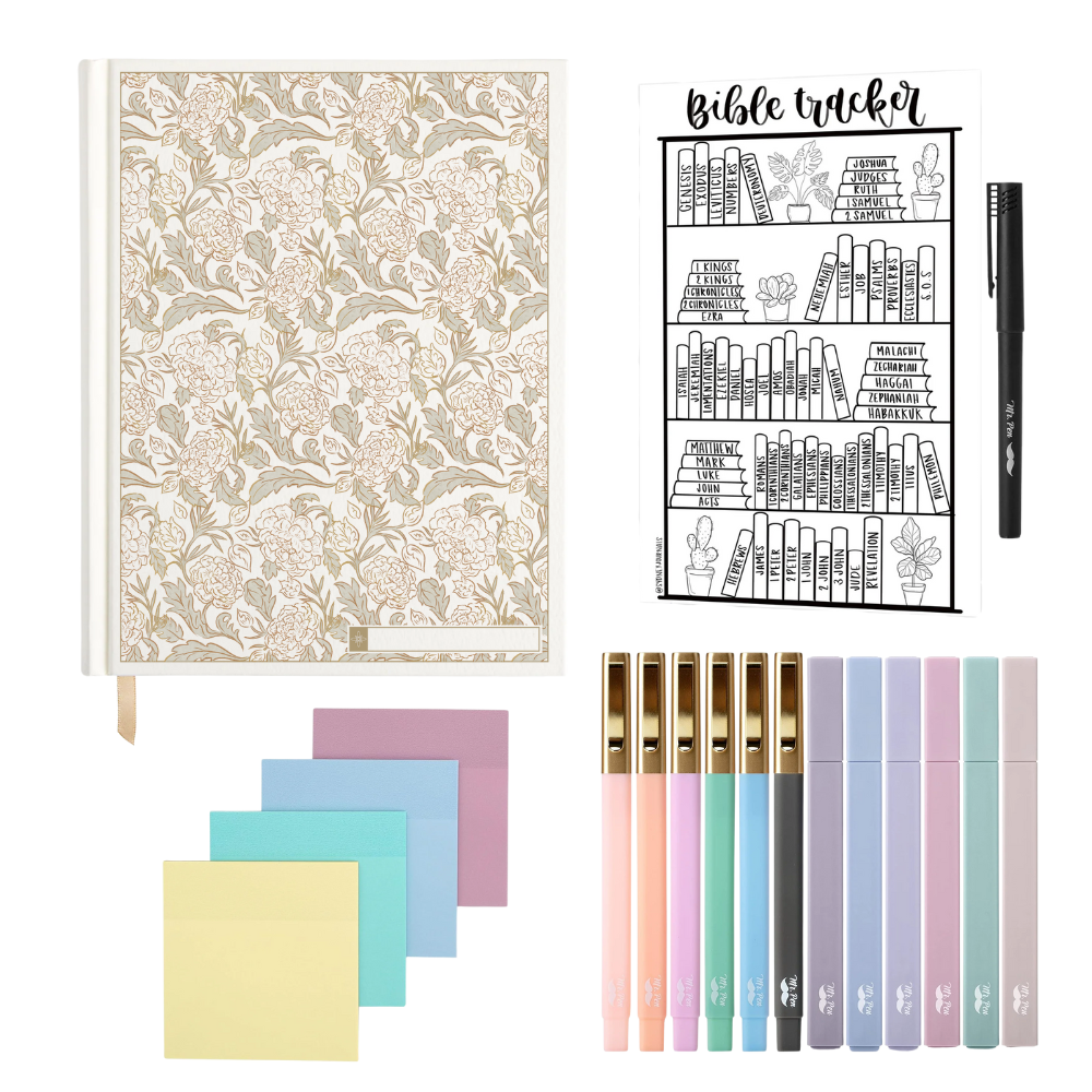 ESV Custom Journaling Bible®, Floral Hardcover with Name Box – Pink, Blue, Cream, or Marigold