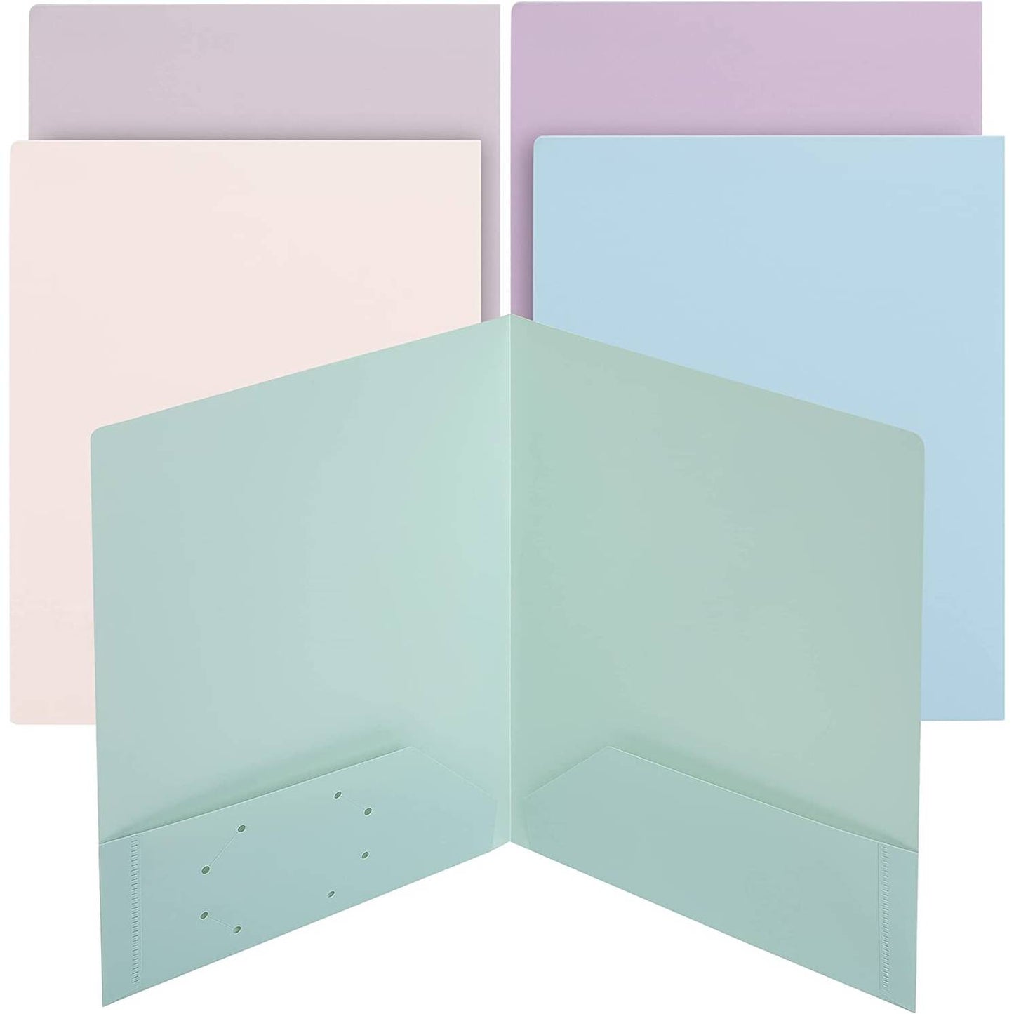 Plastic Folders with Pockets, 2-Pocket File Folders, Durable Muted Pastel Colors, Letter Size, 5 Pack