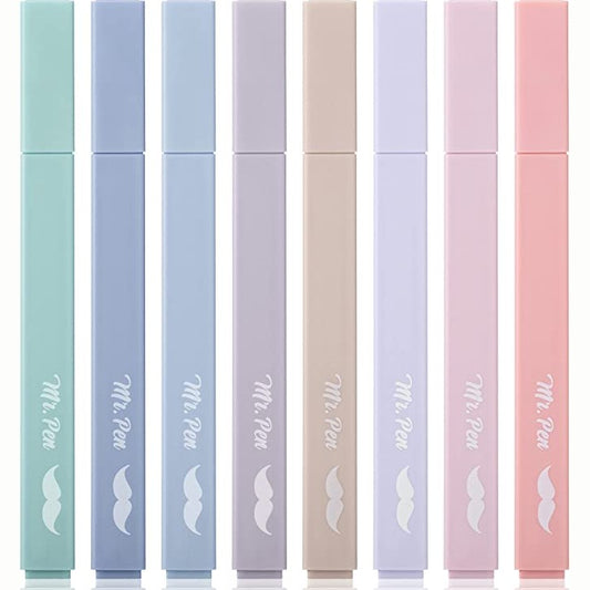 Aesthetic Highlighters, 8 Pack, Assorted Colors, No-Bleed Ink, Chisel Tip, Cute Bible-Safe Study & Journaling Supplies