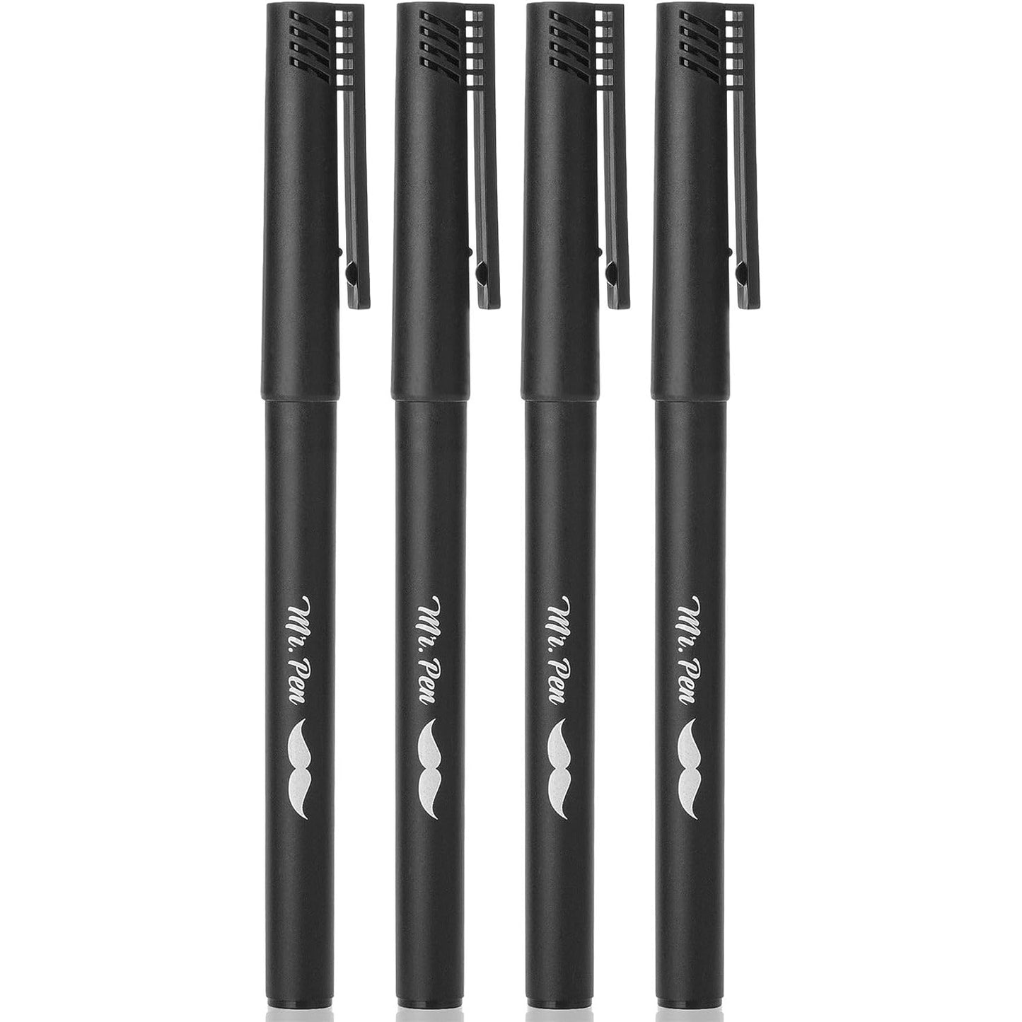 Black Fineliner Pens 4 Pack, 0.5mm Fine Tip Markers for Writing, Drawing, Bible Journaling & Transparent Sticky Notes