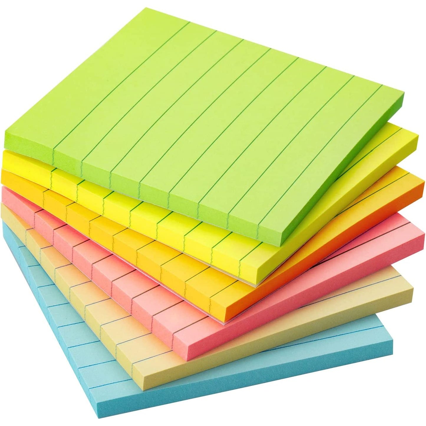 Lined Sticky Notes 3"x3", 6 Pads, 270 Sheets, Pastel Colors, Self-Stick Note Pads for To-Do Lists & Reminders