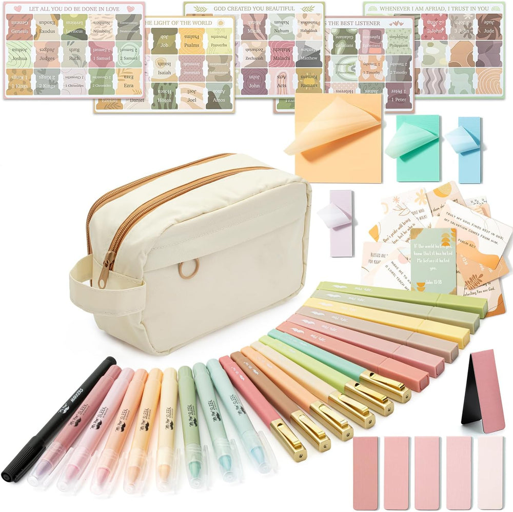 Bible Journaling Kit, Bible Study Supplies, No Bleed Bible Highlighters and Pens No Bleed, Bible Pens, Bible Journaling Kit for Gift, Bible Study Tools, Bible Study Kit, Pencil Case