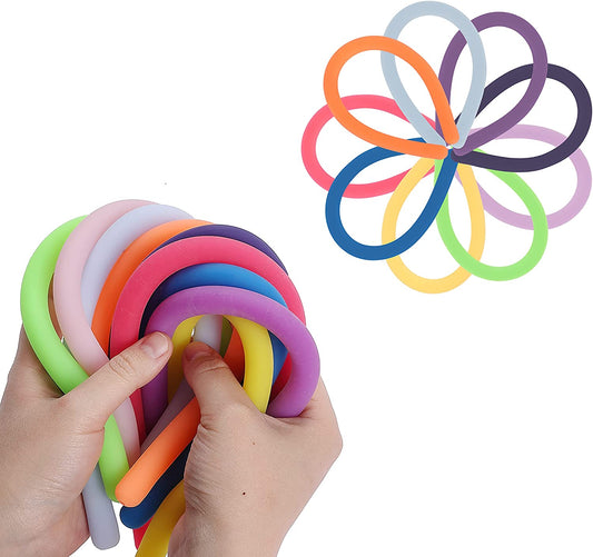 Monkey Noodle Fidget Toy, 9 Pack, Fidget Noodles, Stretchy Strings Fidget Toys, Sensory Noodles, Sensory Toys, Calming Toys, Sensory Fidget Toys, Stretchy Toys, Autism Toys