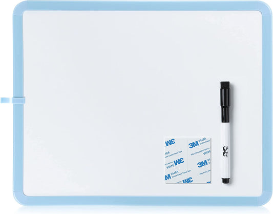 Dry Erase Board, 14” x 11” with a Black Dry Erase Marker, Blue Frame, Small White Board for Kids, Students, Small Dry Erase Board, Mini White Board