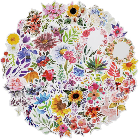 Floral Stickers Laptop, 74 pcs, Stickers for Water Bottles, Flower Stickers, Cute Stickers, Stickers for Teens, Stickers Aesthetic, Laptop Stickers, Waterproof Stickers