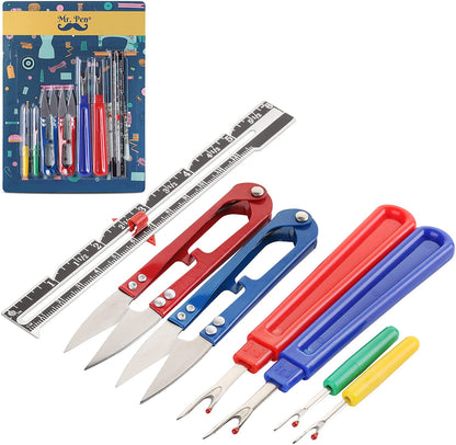 Seam Ripper Kit, 7 pcs, Seam Ripper Pack, 4 Seam Rippers with 2 Thread Snips and 1 Sliding Gauge, Seam Rippers for Sewing, Sewing Tools, Thread Cutter, Seam Ripper and Thread Remover.