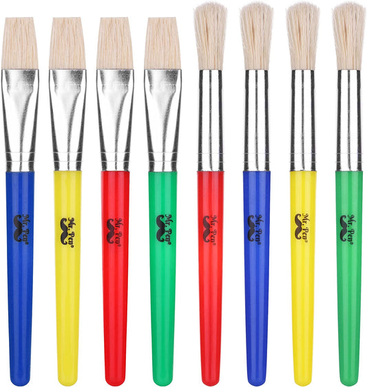 Paint Brushes for Kids, 8 Pcs, Toddler Paint Brushes, Chubby Paint Brushes, Flat Paint Brush, Kids Paint Brush Set, Washable Paint Brush for Kids, Watercolor Acrylic Paint Brush