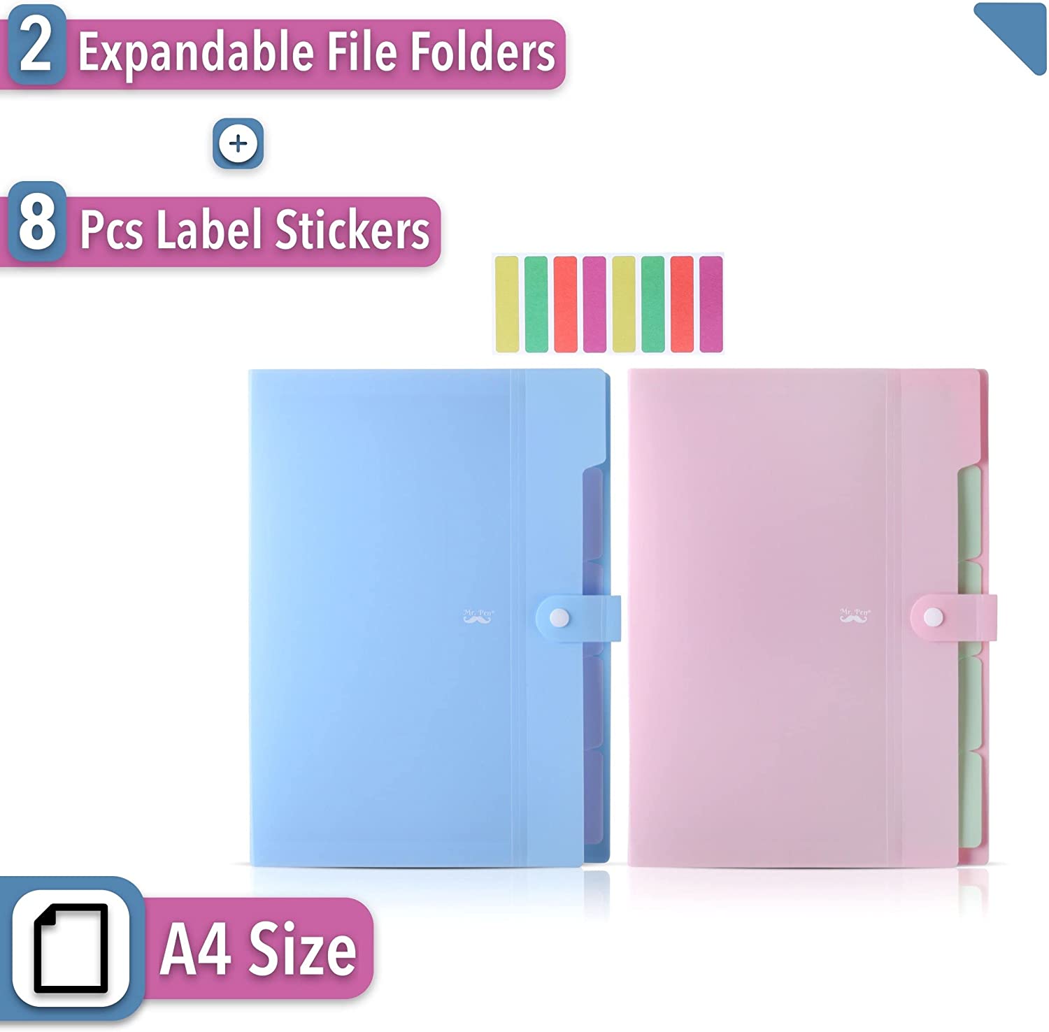 Mr. Pen Blue Accordion File Organizer - Expandable File Folder For Documents, Papers, And Receipts