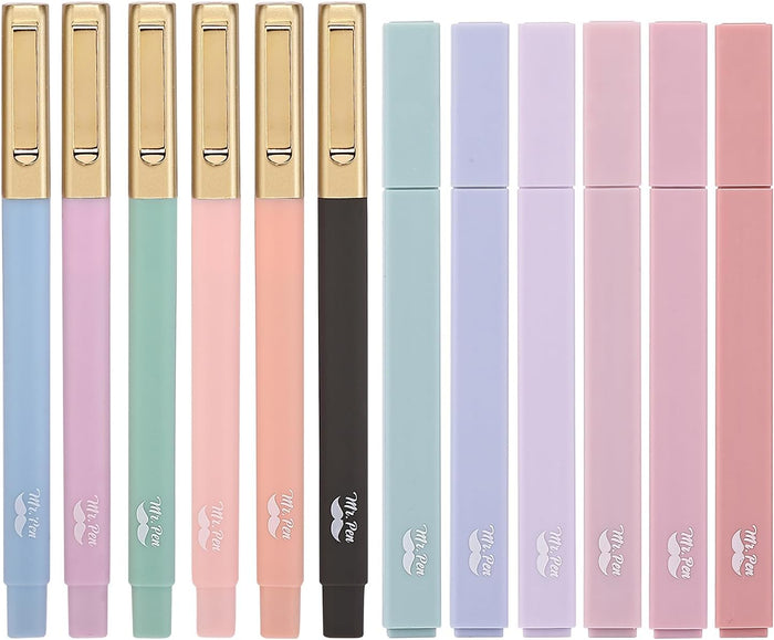 Aesthetic Highlighters and Pens No Bleed, 12 Pack, Morandi Color Bible Highlighters for Bibles, Bible Pens
