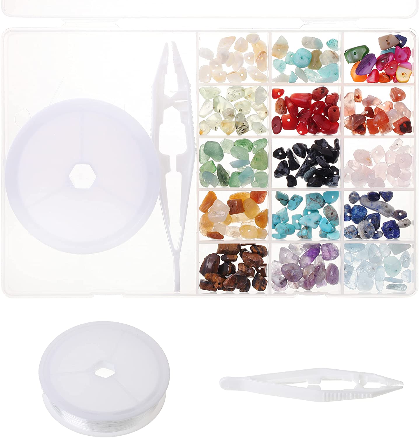 Mr. Pen- Irregular Gemstone Beads, 240 Pcs, 15 Styles Stone Beads, Stones for Jewelry Making