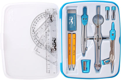 Mr. Pen 13 Piece Geometry Set with Shatterproof Storage Box, Blue