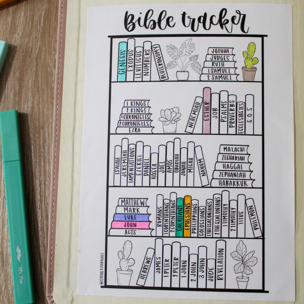 Mr. Pen Bible Reading Tracker Sticker, 5x7 Matte Finish, Color Your Books Visual Milestone for Bible Journaling, Hand Designed