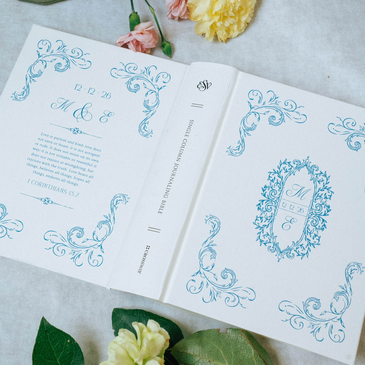 Wedding Intials Custom Notetaking Bible with Name Plate