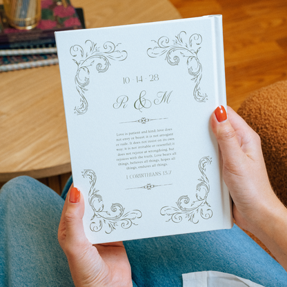 Wedding Intials Custom Notetaking Bible with Name Plate