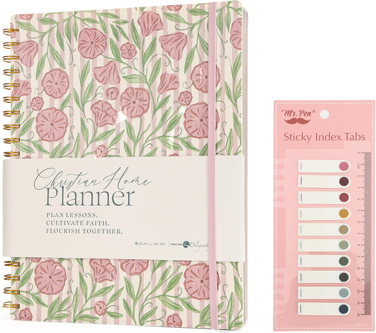 Mr. Pen- Homeschool Planner 8.5" x 11", Hard Cover Spiral Bound Designed in Partnership with Teach Them Diligently, Undated Weekly & Monthly Organizer with Sticky Tabs
