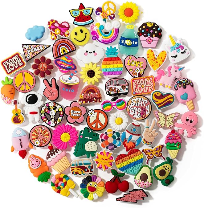 Different Charms, 60 Pack, PVC Random Different Charms, Decoration Charms for Decoration, Charm, Cute Charms, Charms Bulk, Charms Pack, Random Charms, PVC Random Different Shape Charms