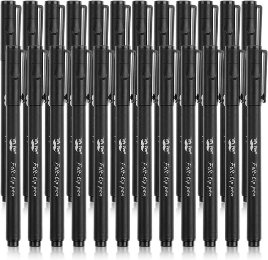 Pens, Felt Tip Pens, Black Pens, Pack of 24, Fast Dry, 0.7mm Point Tip, Fine Point Pens Black, Black Felt Tip Pens, Bible Journaling Pens, Felt Pens, Planner Markers, Pens for Journaling