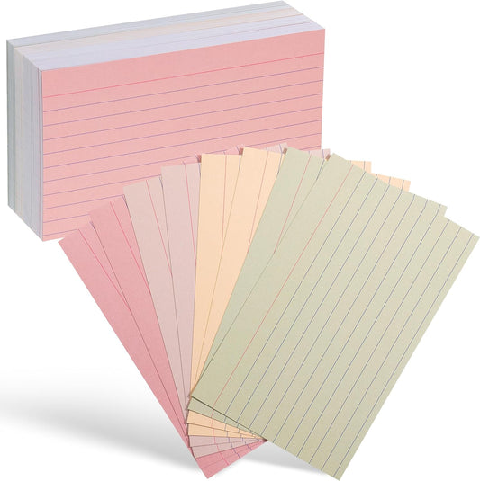 Lined Index Cards, 3" x 5", 180 Cards, Vintage Colors, Index Cards 3x5 index cards, notecards 3x5 Lined, Flashcards for Studying, 3 x 5 index cards ruled, Flash Cards, Ruled Index Cards 3x5