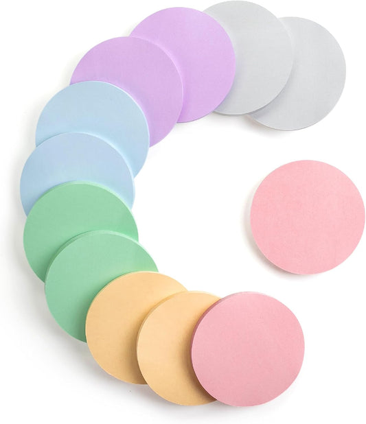 12 Pads, 720 Sheets, Morandi Color, 2.8" x 2.8" Colorful Sticky Notes Bulk, Circle Sticky Notes, Round Sticky Notes, Sticky Note, Self-Stick Note Pads, Sticky Pads Sticky Notes Aesthetic