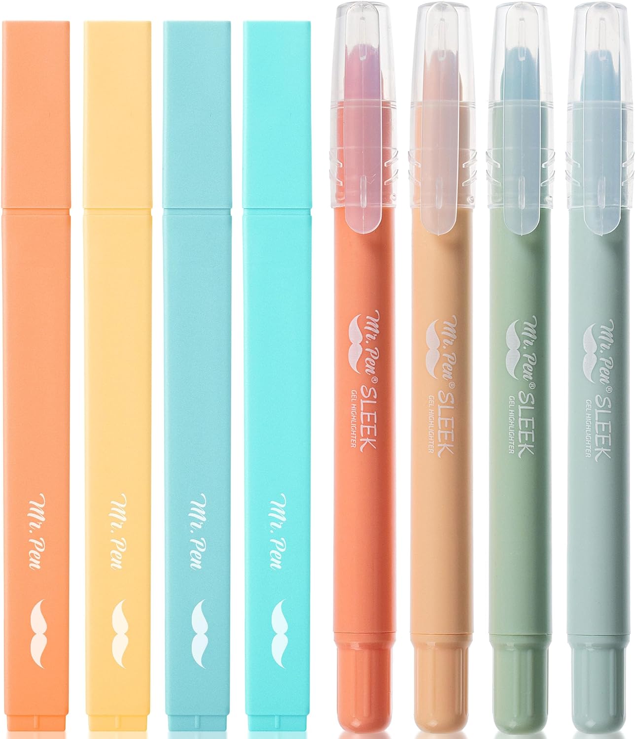 Aesthetic Highlighters and Gel Highlighters, 8 Pack, Pastel Color Bible Highlighter No Bleed, Highlighter Pens, No Bleed Highlighters for Bibles, Bible Highlighters and Pens No Bleed