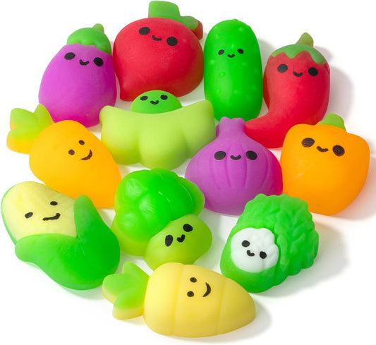 Vegetable Squishy Toys, 12 Pack, Soft Mini Squishies