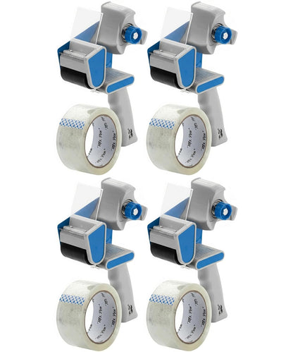 Mr. Pen- Packing Tape Dispenser Gun 2-Inch, Blue, 4 Pack with 4 Rolls Tape, Heavy Duty Packing Tape with Dispenser for Mailing, Moving Boxes and Packaging