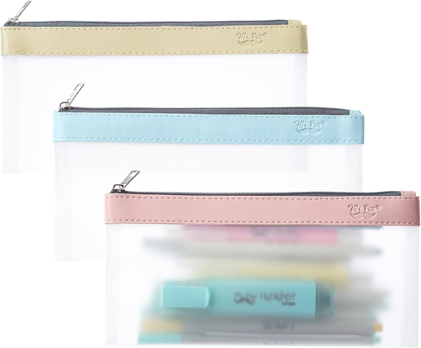 Clear Pencil Pouch, 3 Pack, Clear Pencil Case, Pencil Bags, Clear Pouch, Pencil Case for Kids Pencil Case, Clear Makeup Pouch, Kids Pencil Pouch, Pencil Cases, Clear Make Up Bag