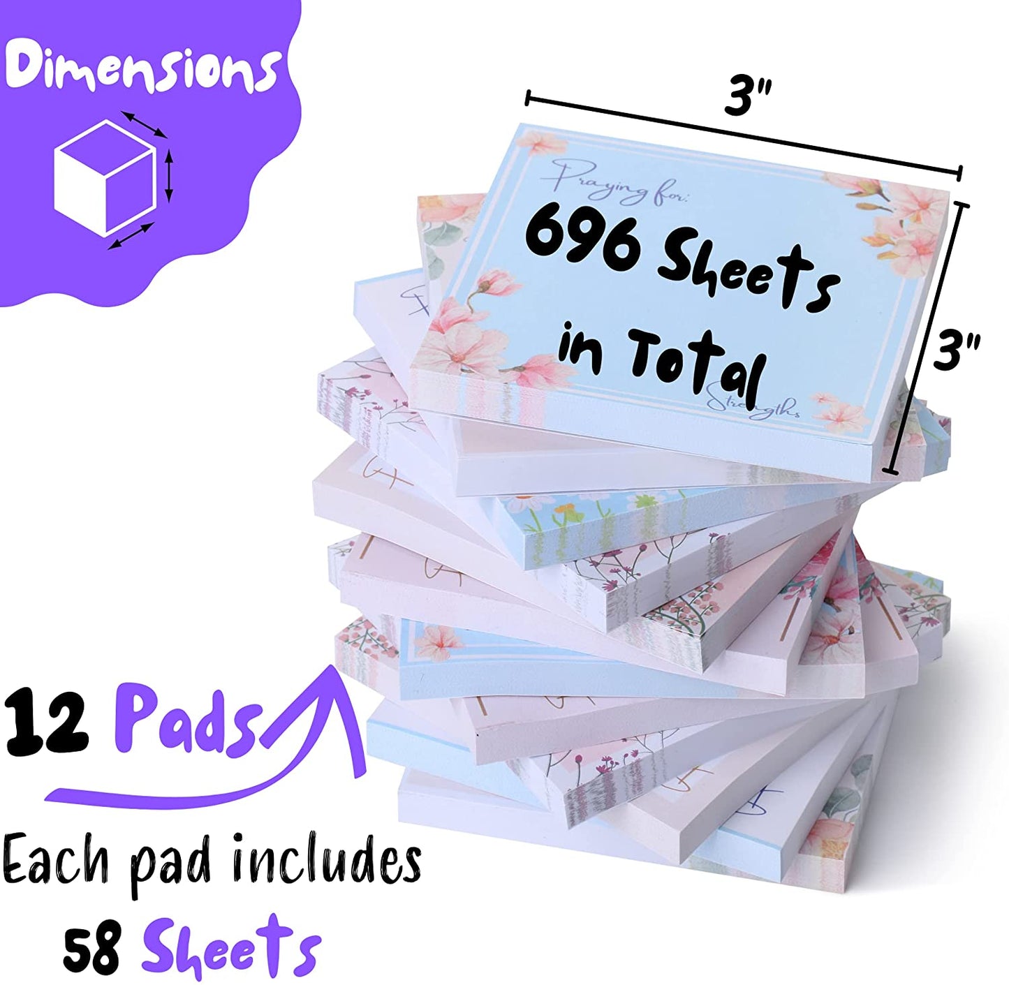 Mr. Pen- Religious Sticky Notes, 3"x3", 12 Pads, Bible Sticky Notes, Sticky Notes, Christian Sticky Notes