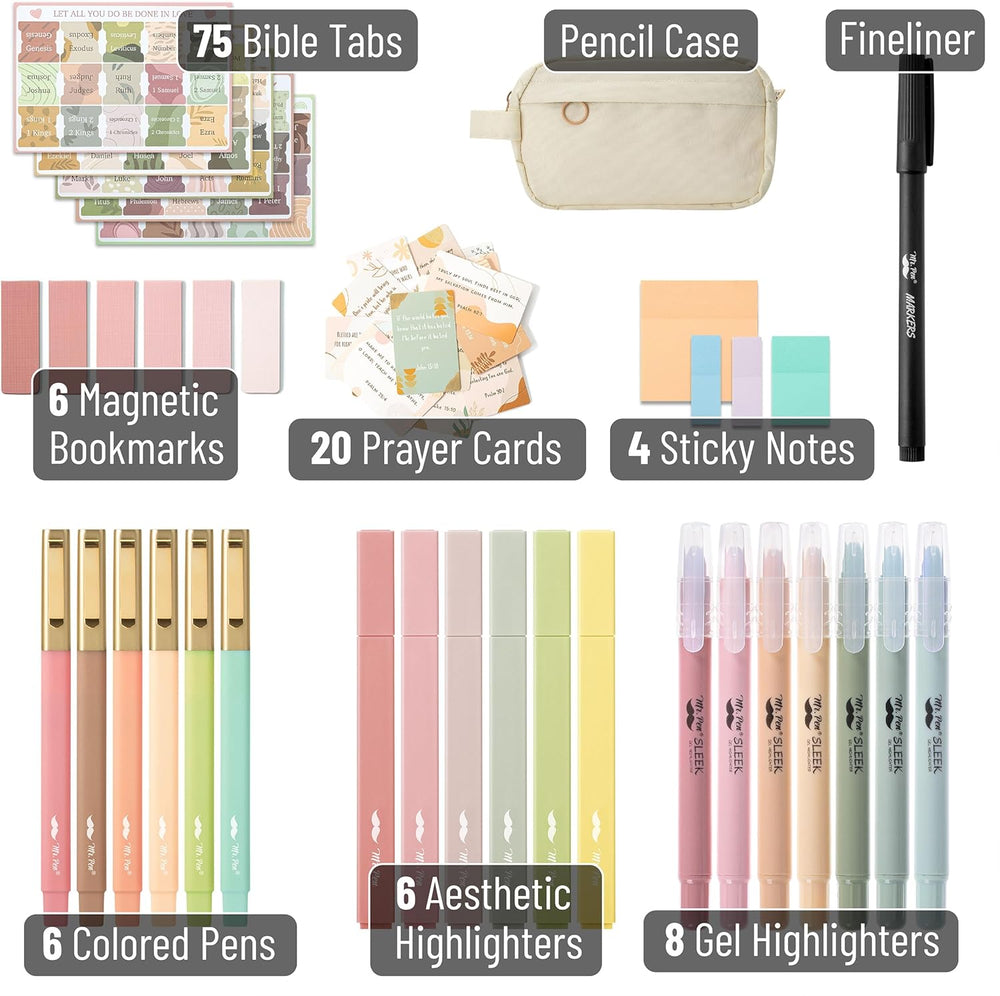 Bible Journaling Kit, Bible Study Supplies, No Bleed Bible Highlighters and Pens No Bleed, Bible Pens, Bible Journaling Kit for Gift, Bible Study Tools, Bible Study Kit, Pencil Case