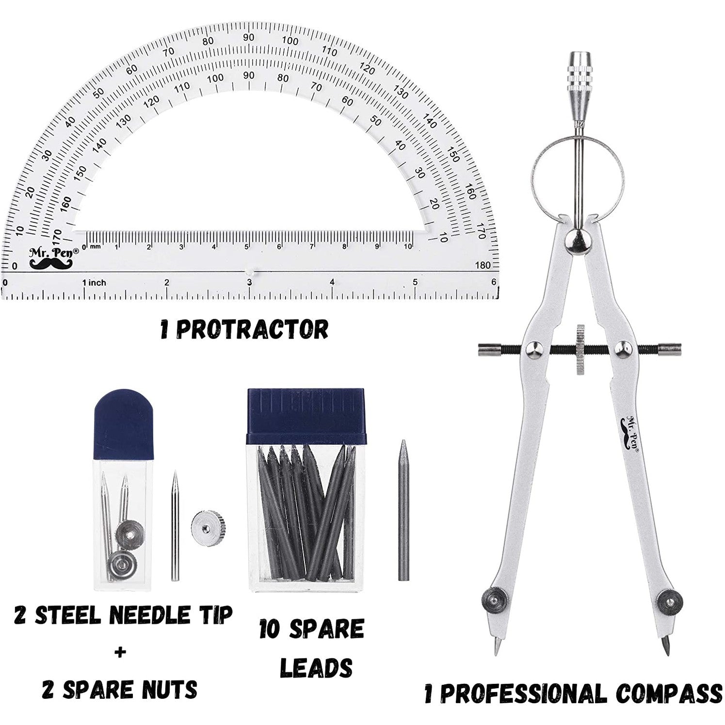 Mr. Pen Geometry Compasses for School & Drafting