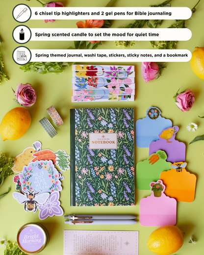 Selah by Mr. Pen Spring Bible Journaling Kit, Limited Edition, Journaling Kit with Highlighters, Gel Pens, Washi Tape, Sticky Notes, Stickers, Scented Candle, Bookmark, Spring Journaling Kit Gift Set
