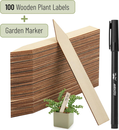 Wooden Plant Labels with Marker, 100 Pcs, 6“, Wooden Plant Markers, Plant Tags Wood Garden Labels, Wood Plant Labels Wood Plant Markers Wooden Garden Markers, Plant Labels Wooden