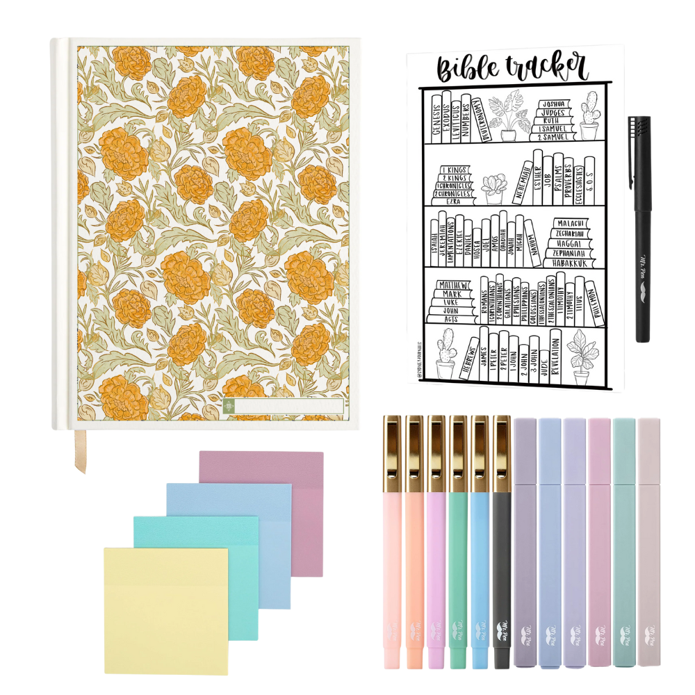 ESV Custom Journaling Bible®, Floral Hardcover with Name Box – Pink, Blue, Cream, or Marigold