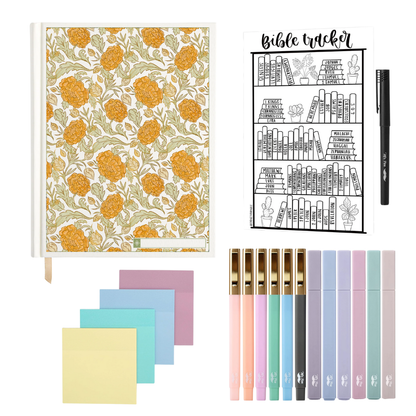 ESV Custom Journaling Bible®, Floral Hardcover with Name Box – Pink, Blue, Cream, or Marigold