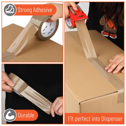 Mr. Pen- Brown Packing Tape with Dispenser, 2 Inch x 60 Yards x 2.6 mil 6 Refill Rolls, Brown Heavy Duty Packaging Tape for Shipping, Packaging, Moving and Storage