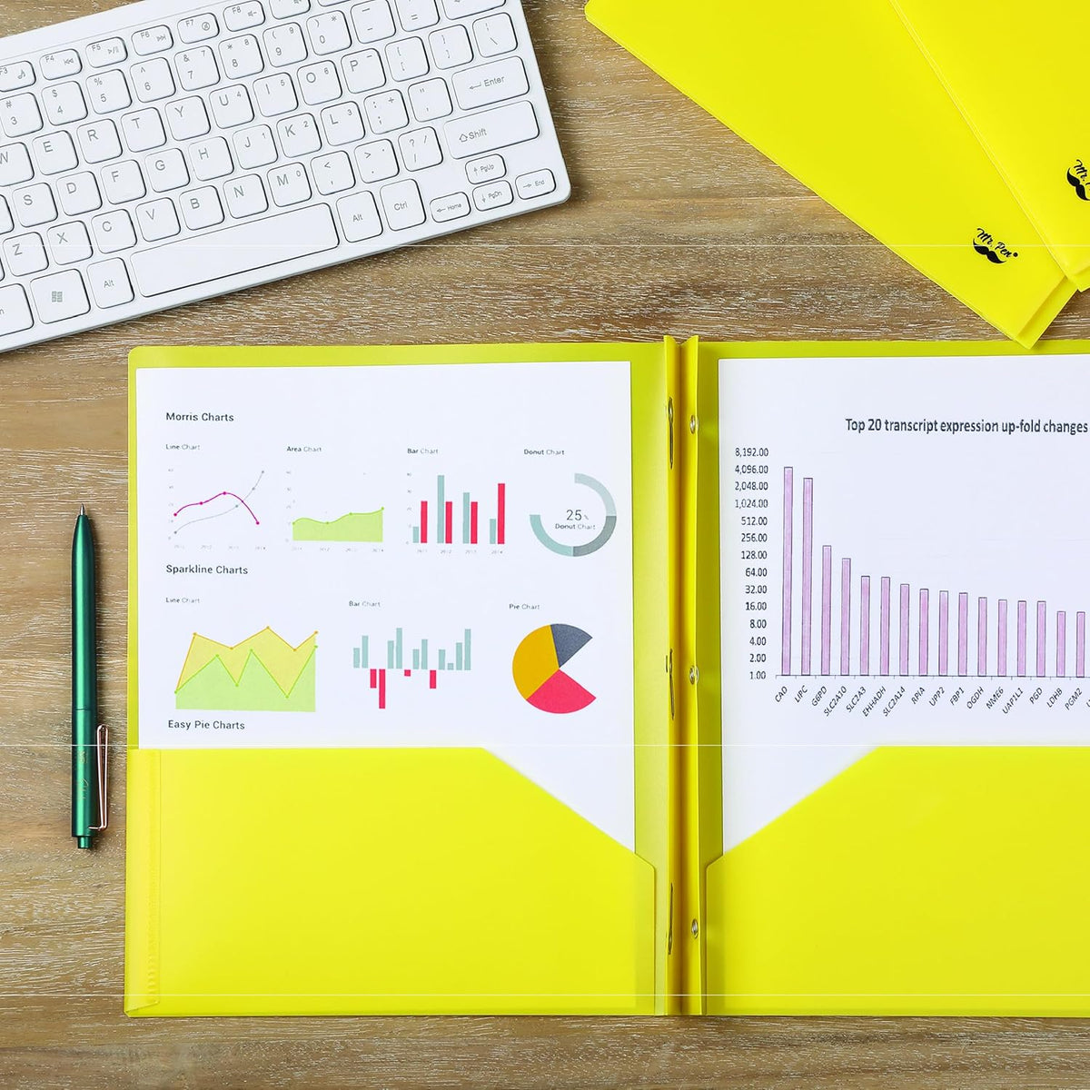 Mr. Pen- Plastic Folders with Pockets and Prongs, 36 Pack, Letter Size, Yellow, Flexible Plastic Folders with Prongs and Card Slot
