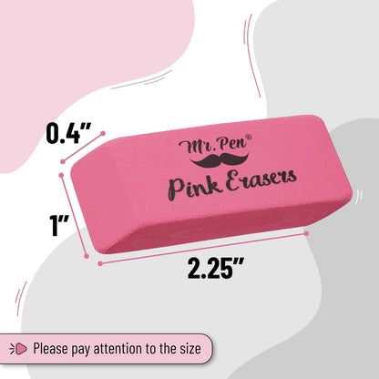 Mr. Pen- Pink Pencil Eraser, 6 Pack, Large Latex Free | Block Erasers for School, Office, Art Sketching, Homework, Exams, Clean Smudge-Free Correction