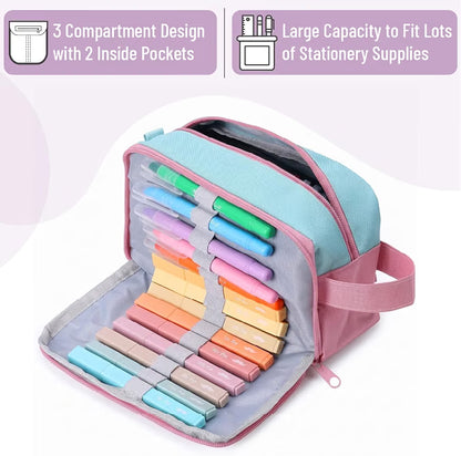 Mr. Pen- High Capacity Pencil Case, Large Pencil Pouch with 3 Compartments and 2 Pockets, Large Pencil Bag with Smooth Zipper, Cute Pencil Case Pouch Organizer, School Supplies for Teens