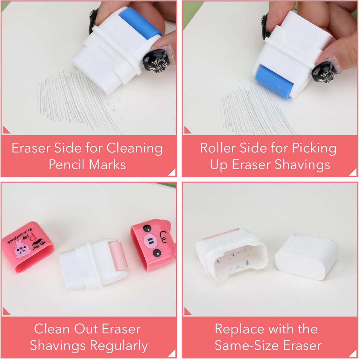 Mr. Pen- Bulk Cute Animal Eraser with Clean Up Roller and Cover, 24 Pack Latex-Free, Bulk Pencil Erasers for Teens & Kids, Teacher, Classroom, School Supplies, Party Favor